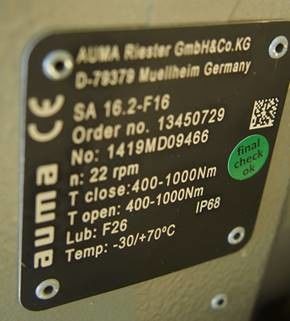 SA16.2-F16 AUMA Multi Turn Actuator SA 07.2 SA 16.2/SAR 07.2 SAR 16.2 Met actuatorbesturing AM 01.1/AM 02.1