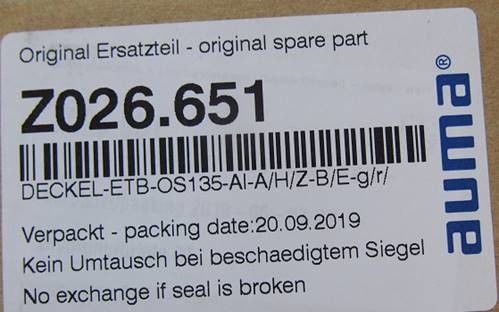 Z026.651 AUMA-accuatoronderdelen voor meerdraadse actuatoren SA 30.1 / SAR 30.1 Afdichtingen