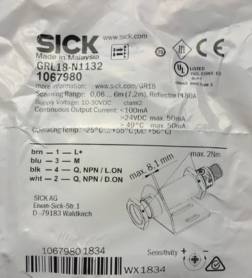 SICK GRL18-N1132 Foto-elektrische sensoren GR18 met een golflengte van 650 nm