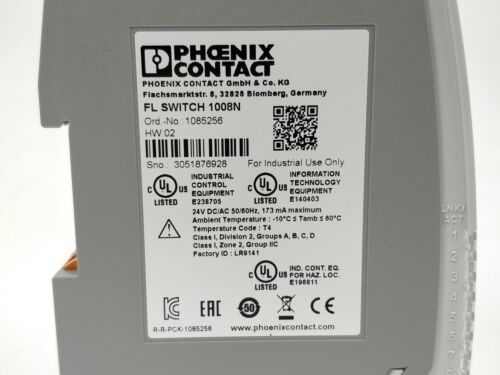 FL SWITCH 1008N 1085256 Industrial Ethernet Switch met IP54 beschermingsniveau en 0,05 cm-1 celconstante