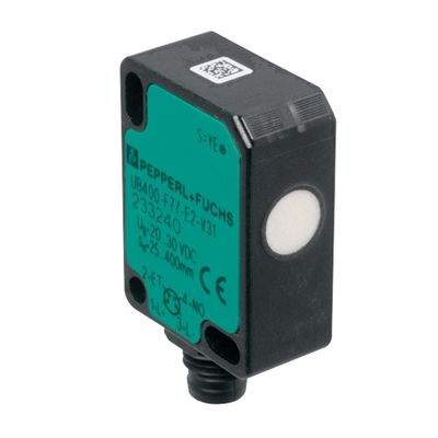 Pepperl Fuchs Ultrasone Direct Detection Sensor UB100-F77-E2-V31 met responsvertraging ≤ 50 ms Massa 10 g